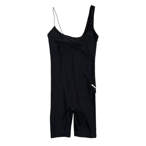 Alix NYC‎ Women's Harper Bike Shorts Bodysuit Romper Asymmetric Straps Black L - Picture 1 of 16